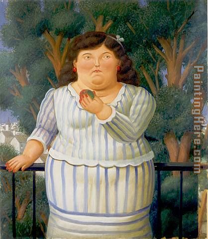 En El Balcon painting - Fernando Botero En El Balcon art painting